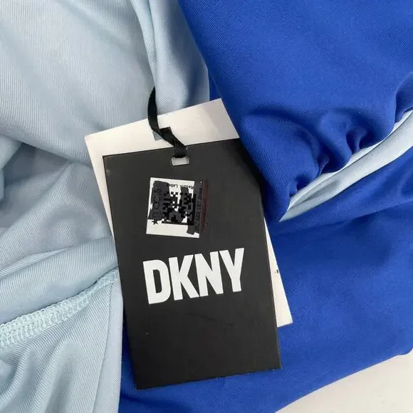 DKNY Lapis Swimsuit Size 16 Plunge Colorblock One Piece Plus Curvy Swim Blue NWT - Picture 5 of 16